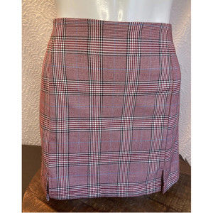 John Galt Brandy Melville Red Plaid Mini Skirt Side Slit  Academia  Size XS